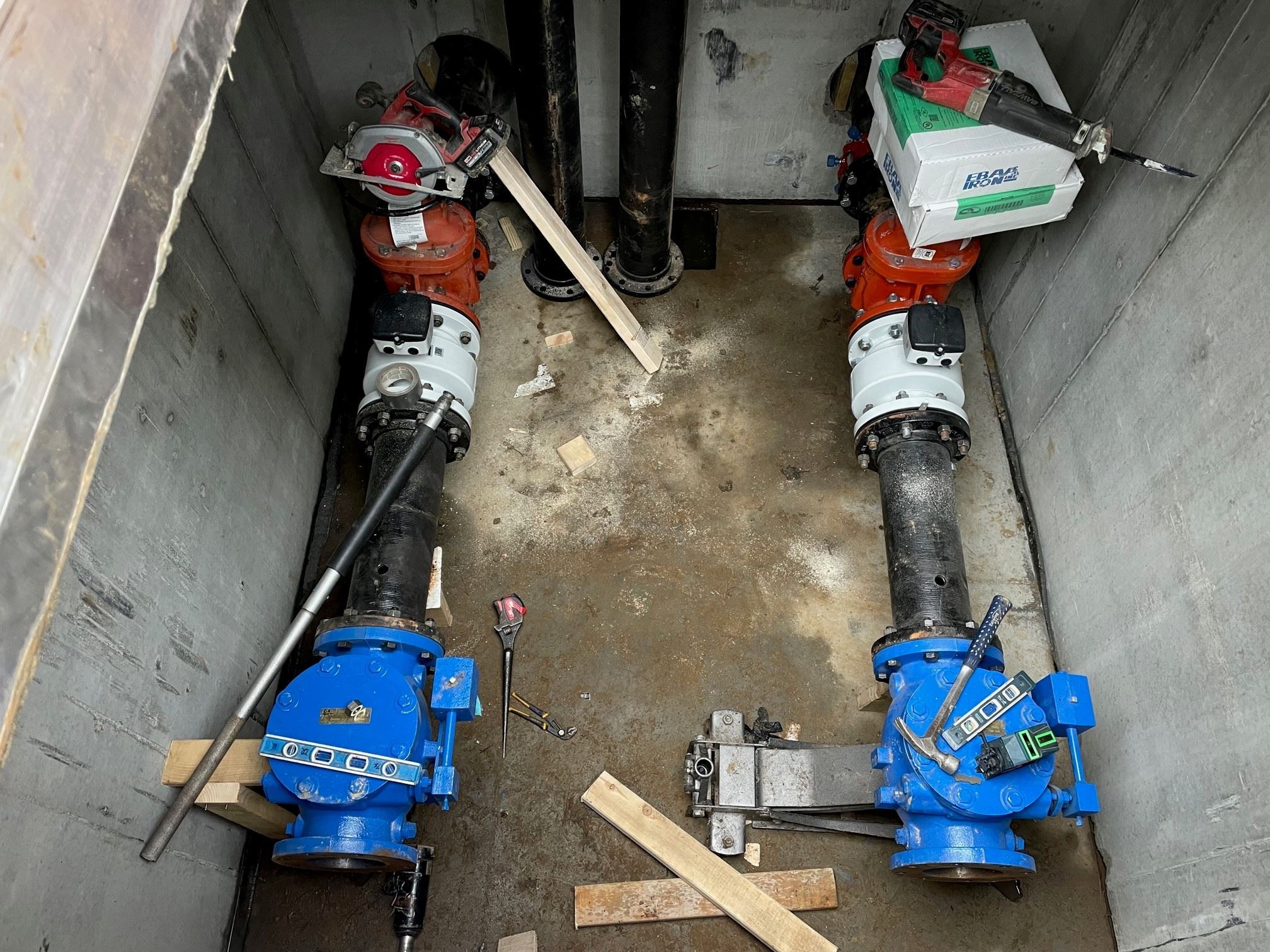 DI Pipe, Check and Gate Valves in Flow Meter Vault